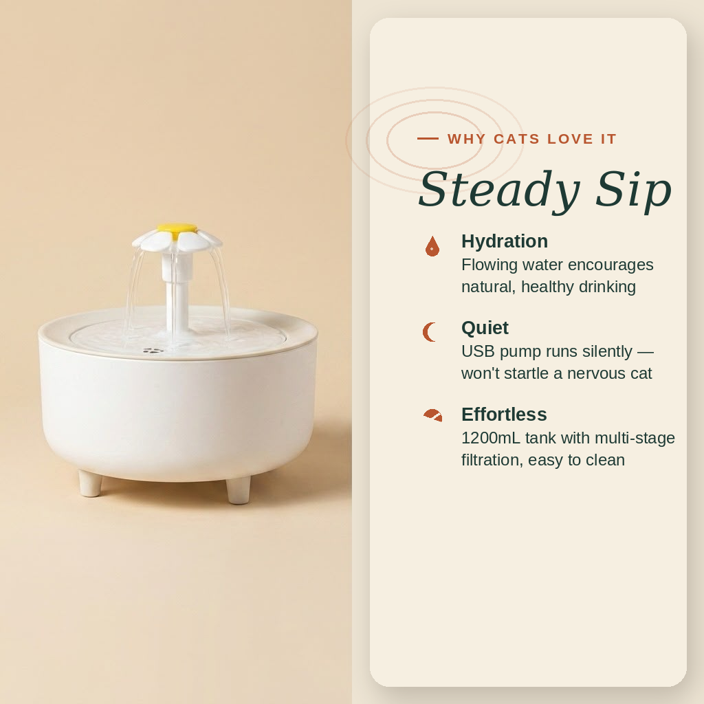 Whisker Flow — Ceramic-Style Cat Water